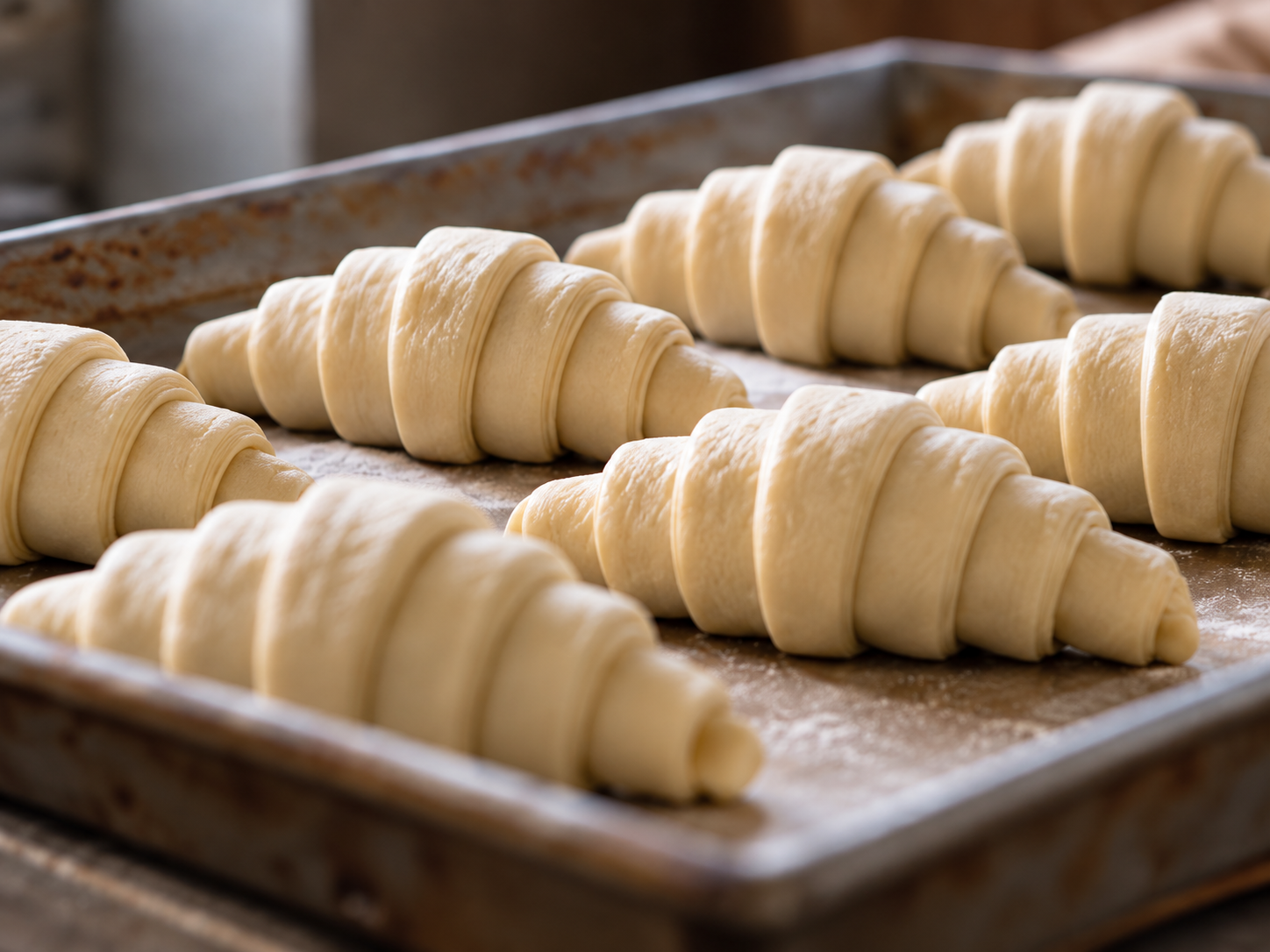 焼成前のクロワッサン生地